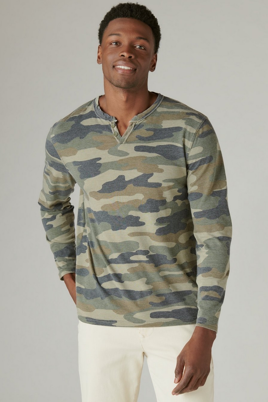 venice burnout long sleeve notch neck